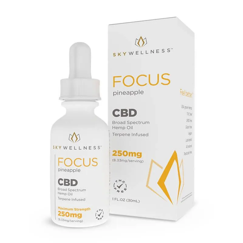CBD Oil - Focus Pineapple CBD Tincture - 250mg-1500mg - By Sky Wellness
