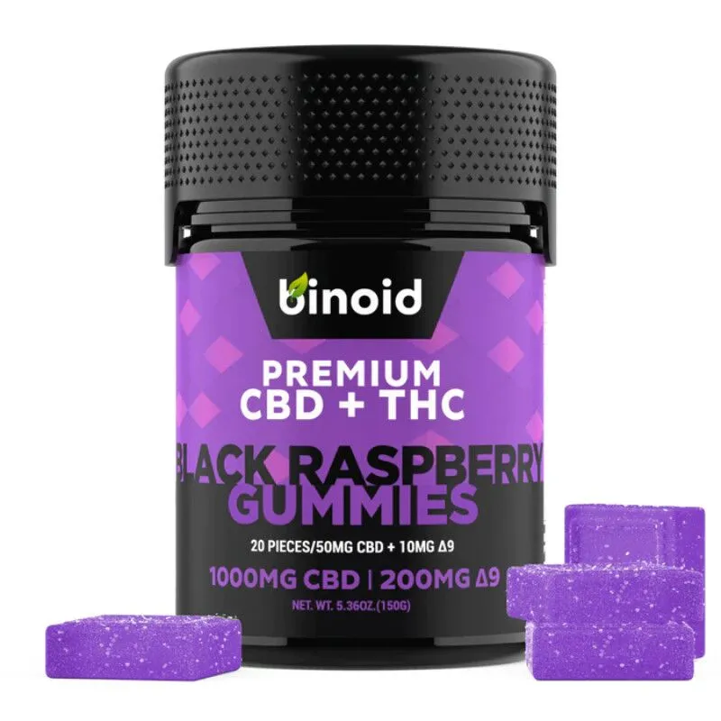 CBD + Delta 9 THC Gummies - Black Raspberry - Binoid