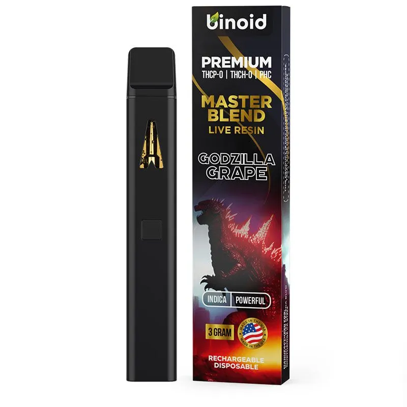 THC-P:THC-H:PCH Disposable Vape Device - Master Blend Godzilla Grape ( Indica ) - 3g - By Binoid
