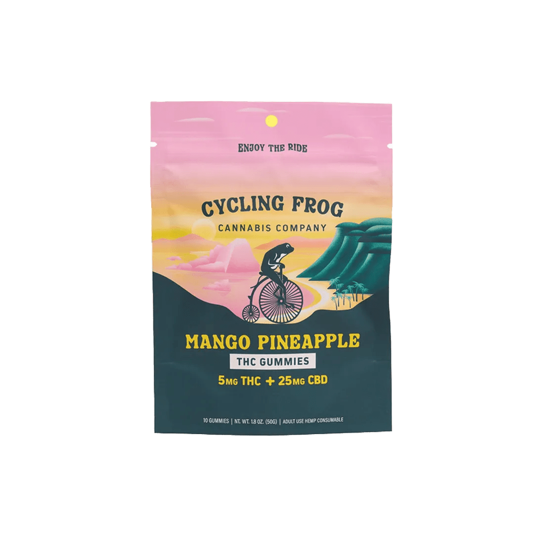 Cycling Frog Gummies 5MG THC25MG CBD 10 count Mango Pineapple