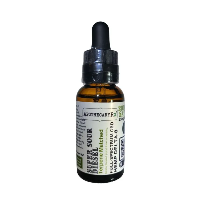 Apothecary RX - Delta 8 Tincture - Full Spectrum Oil - Super Sour Diesel- 2000mg