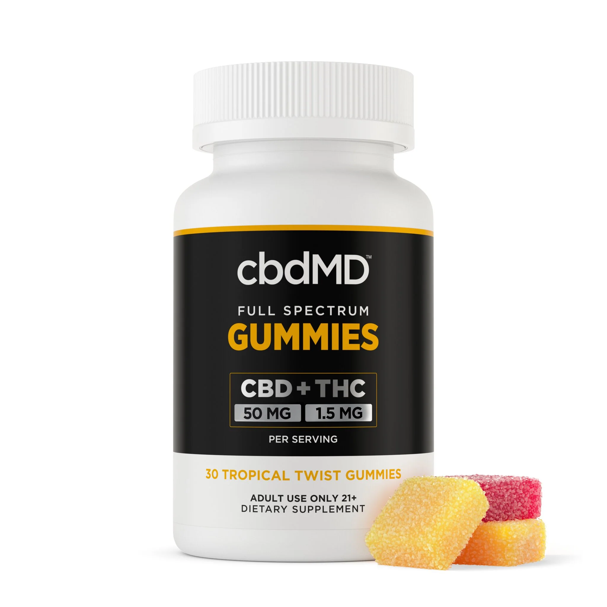cbdmd-full spectrum-gummies-cbd-D9-tropical twist-1500mg