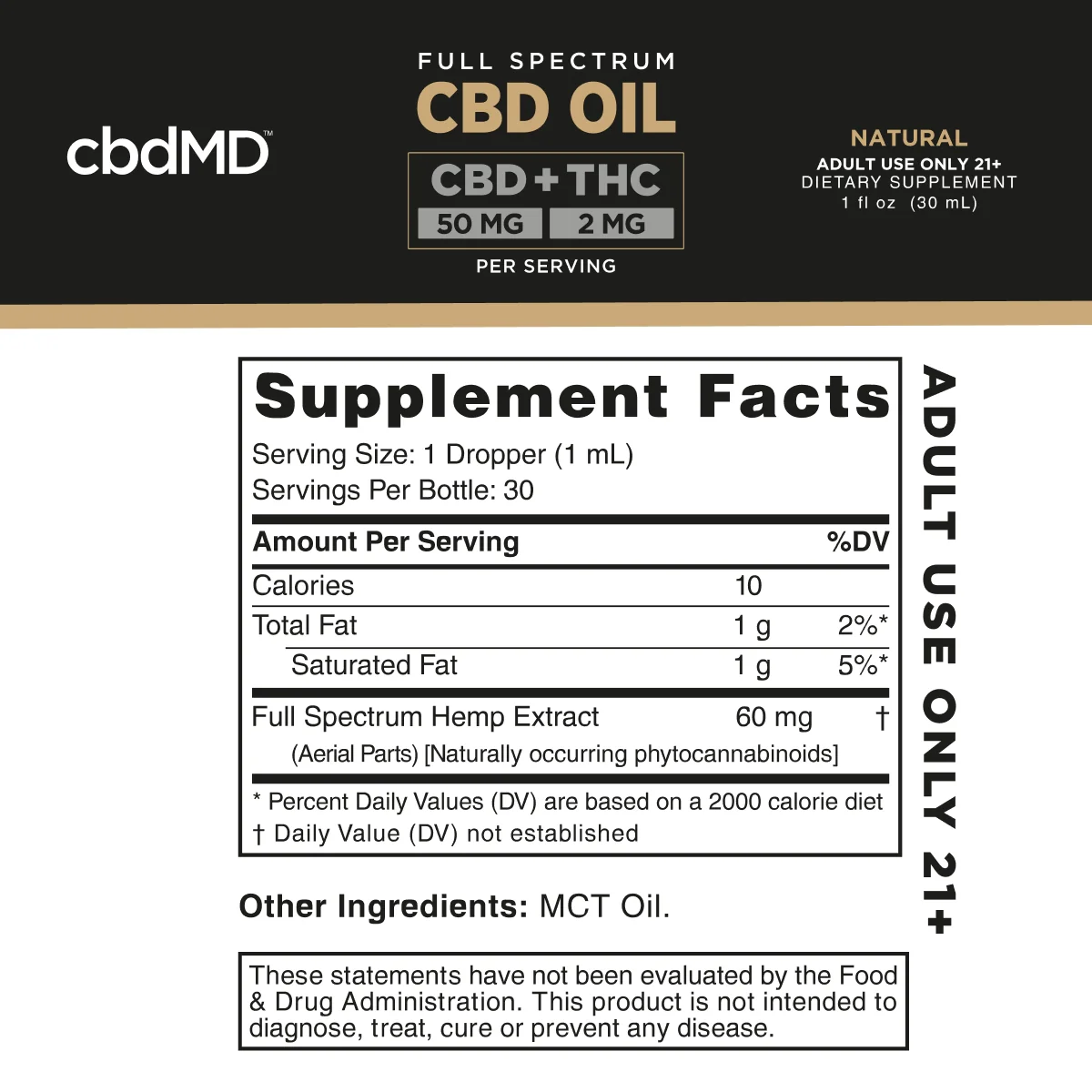 cbdMD Full Spectrum CBD + THC Tincture - Natural - 1500mg-6000mg - Image 4