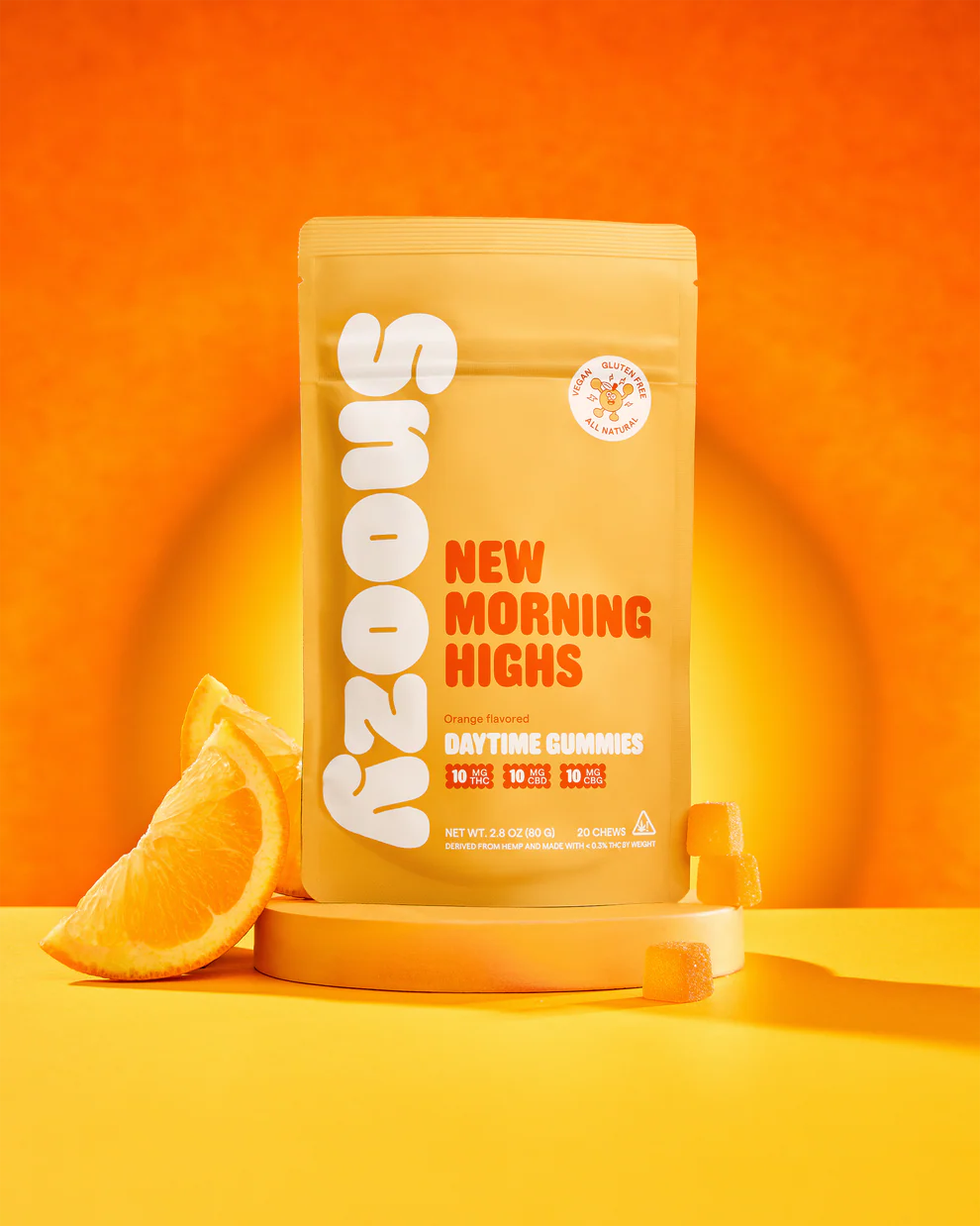 CBD + Delta 9 THC Extra Strentgh Gummies for Daytime with CBG - Orange - Snoozy