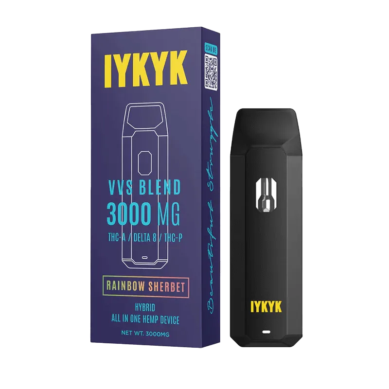 IYKYK - THC-A Delta 8 THC-P Vape Pen - Rainbow Sherbet (Hybrid) - 3g