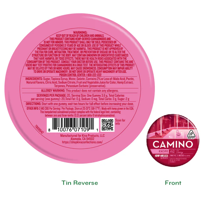Camino Wild Cherry 'Excite' 5mg D9 THC Gummies - Image 3
