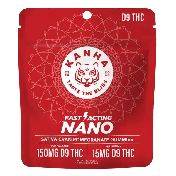 KANHA Nano Gummies 10ct, 15mg D9 THC Gummies