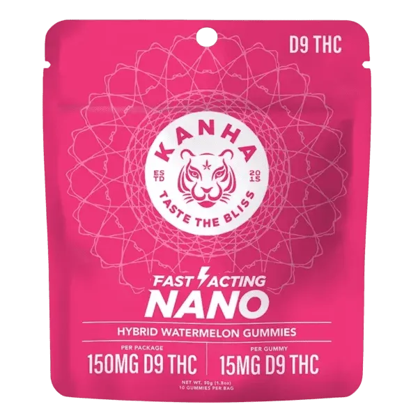 KANHA Nano Gummies 10ct, 15mg D9 THC Gummies
