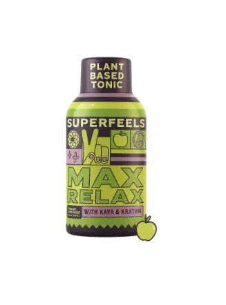 Superfeels Max Relax Shot | Kava & Kratom Extract | Plant-Based Tonic 2oz