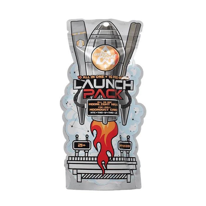Astro Eight Launch Pack AIO + Pre Roll Moonlight Haze + Moondust Cake Hybrid THC-V THC-JD HTE 2G