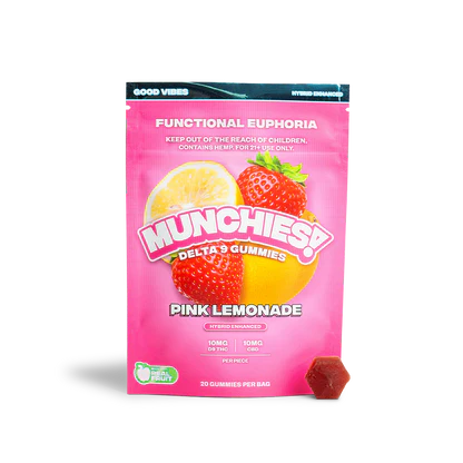 Munchies Delta 9 Gummies Pink Lemonade Functional Euphoria