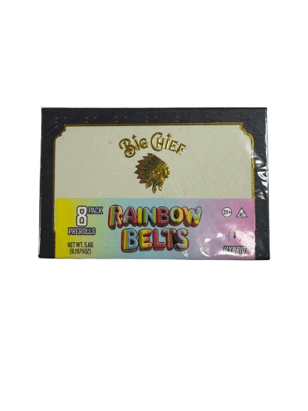 big chief premium thca pre rolls 8 pack 0.7g rainbow belts hybrid