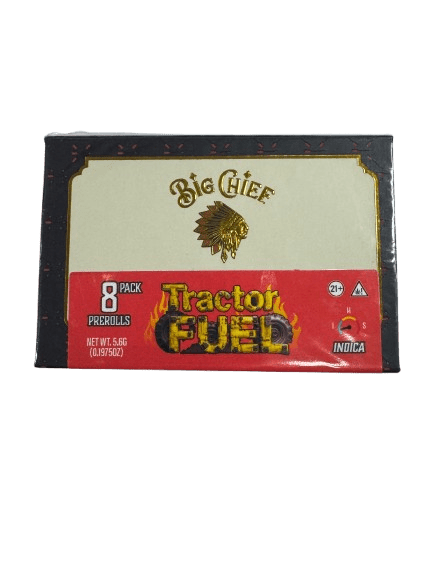 big chief premium thca pre rolls 8 pack 0.7g tractor fuel indica