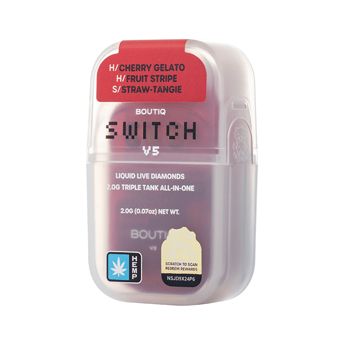 Boutiq Switch V5 THCP Disposable 2G Cherry Gelato Fruit Stripe Straw Tangie