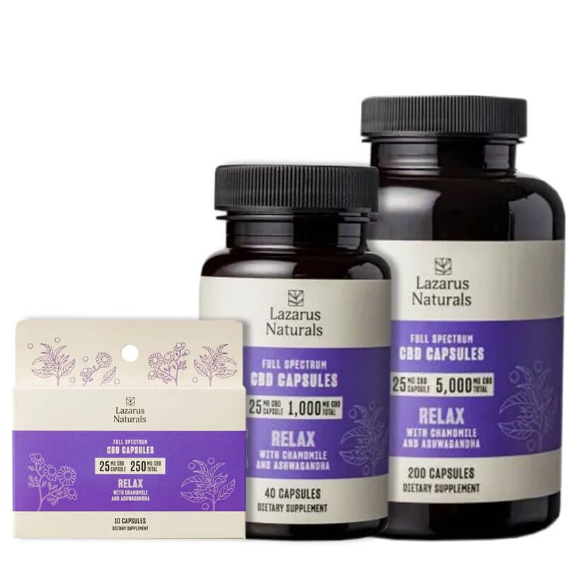 Lazarus Naturals - CBD Capsules - Relaxation Full Spectrum Blend - 25mg