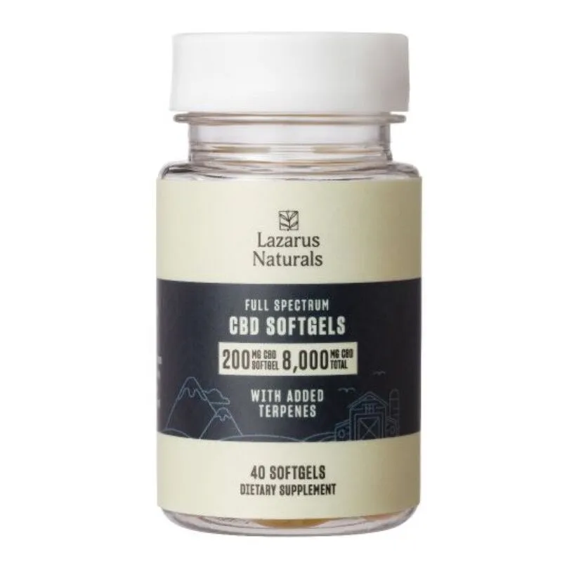Lazarus Naturals - CBD Capsules - Full Spectrum Softgels - 200mg (40 Count)