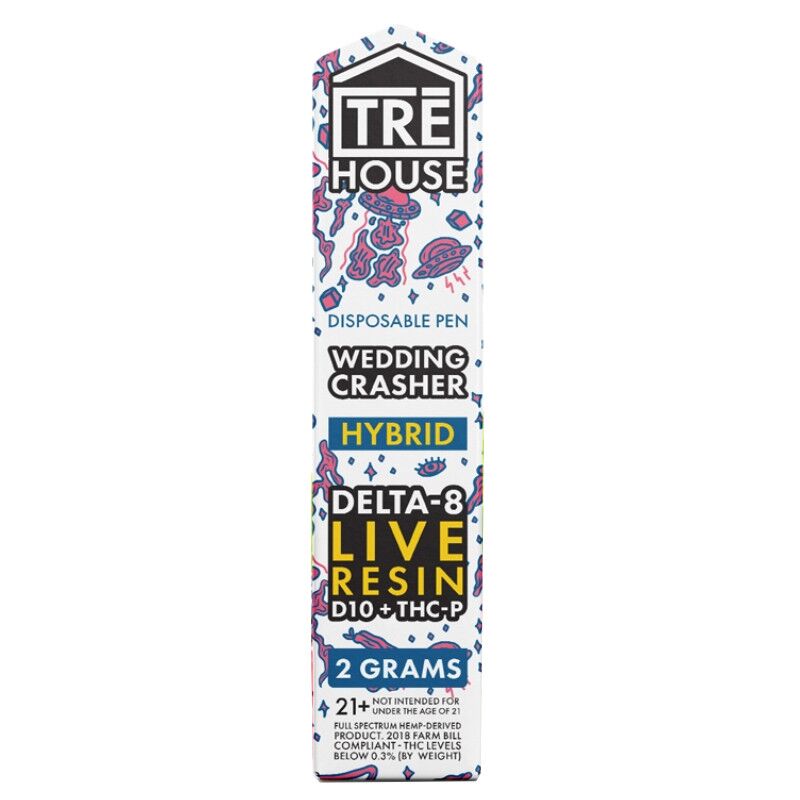 TRE House - Delta 8 Vape - D8 Live Resin:D10:THCP Disposable Pen -  Wedding Crasher- 2g