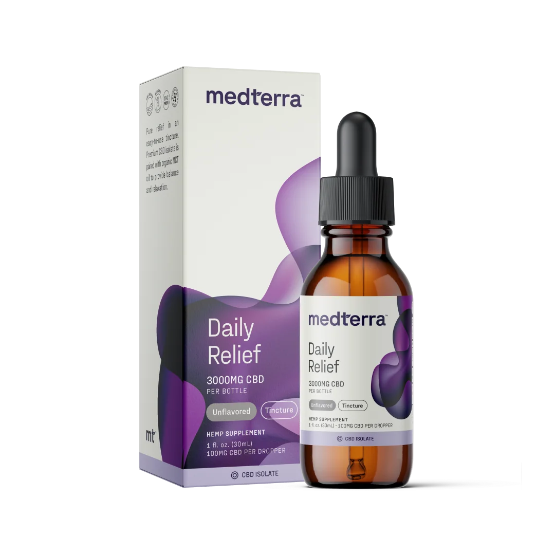Medterra Daily Relief CBD Isolate Oil Unflavored-500mg-3000mg