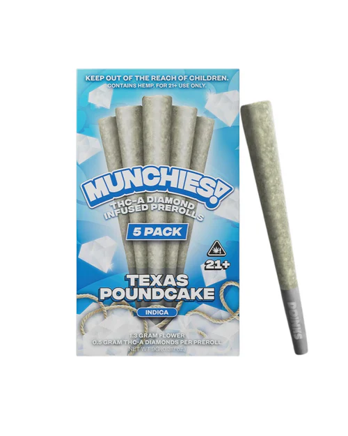 Delta Munchies – THC-A Diamond Infused Prerolls – Texas Poundcake