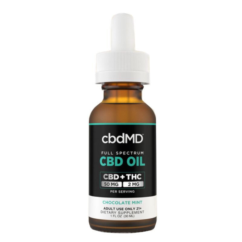 cbdMD - CBD Oil - CBD:THC Full Spectrum Tincture - Chocolate Mint - 1500mg