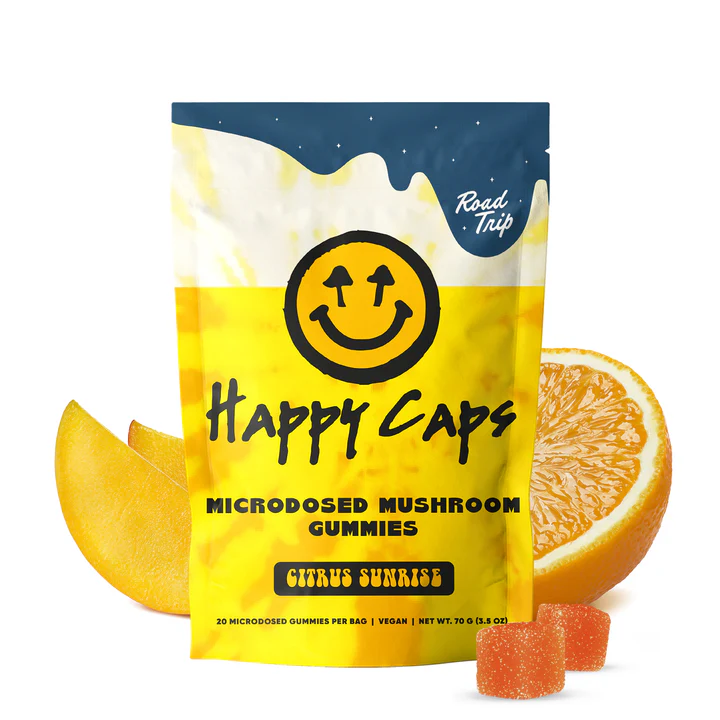 Happy Caps MICRODOSED Mushrooms Gummies - Citrus Sunrise By Road Trip