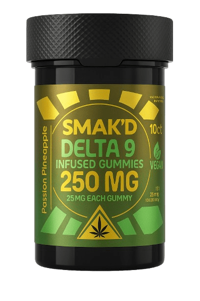 Smak’d Delta 9 Passion Pineapple 250mg 10ct Vegan Gummies