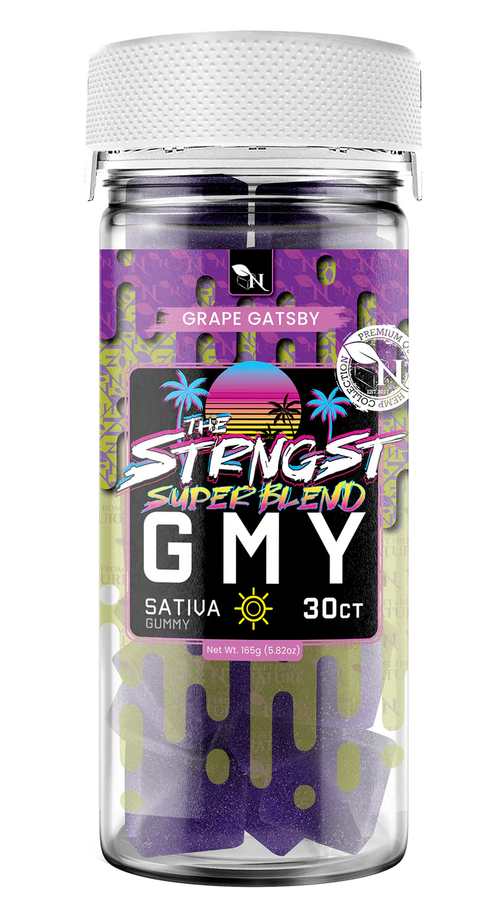Strngst Super Blend gummies Grape Gatsby sativa jar 30ct 200mg