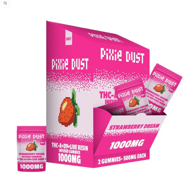 pixie dust thc-a delta 9 live resin gummies strawberry dream 1000mg 2ct