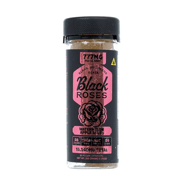 black roses blackout blend gummies 15540mg watermelon apple slush 20ct 777mg each