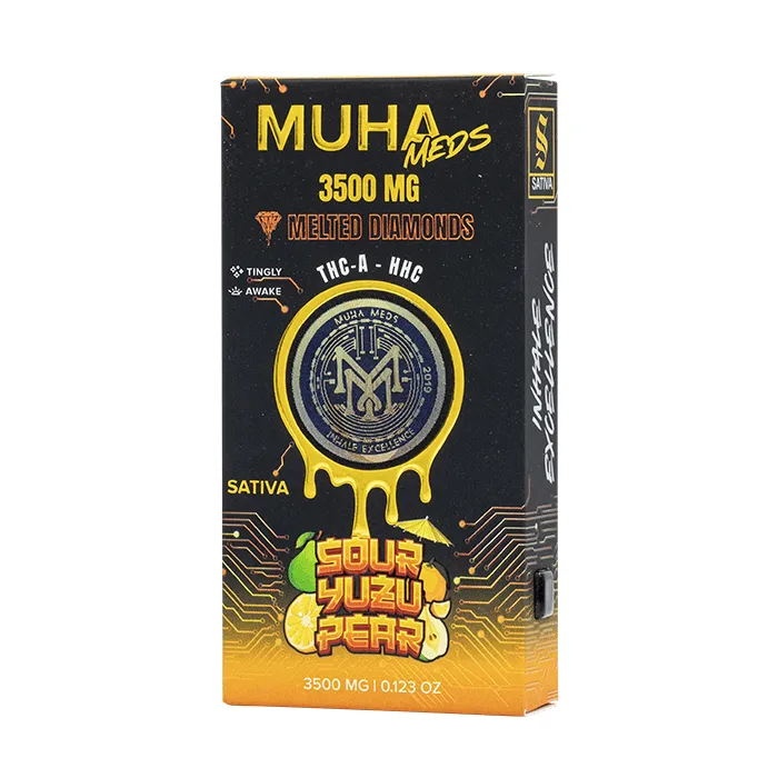 Muha Meds Melted Diamonds Disposable 3.5g Sour Yuzu Pear 3500MG THCA HHC