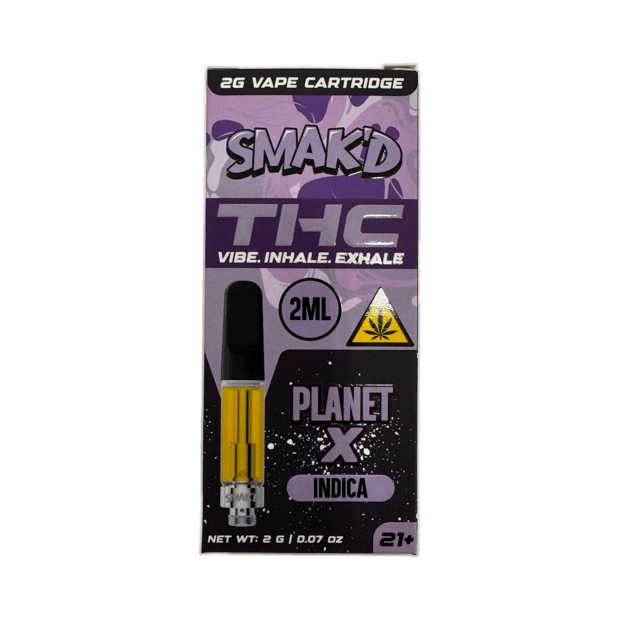 Smak’d THC Vape Cartridge 2G Planet X Indica hemp-derived cannabinoids vape cart