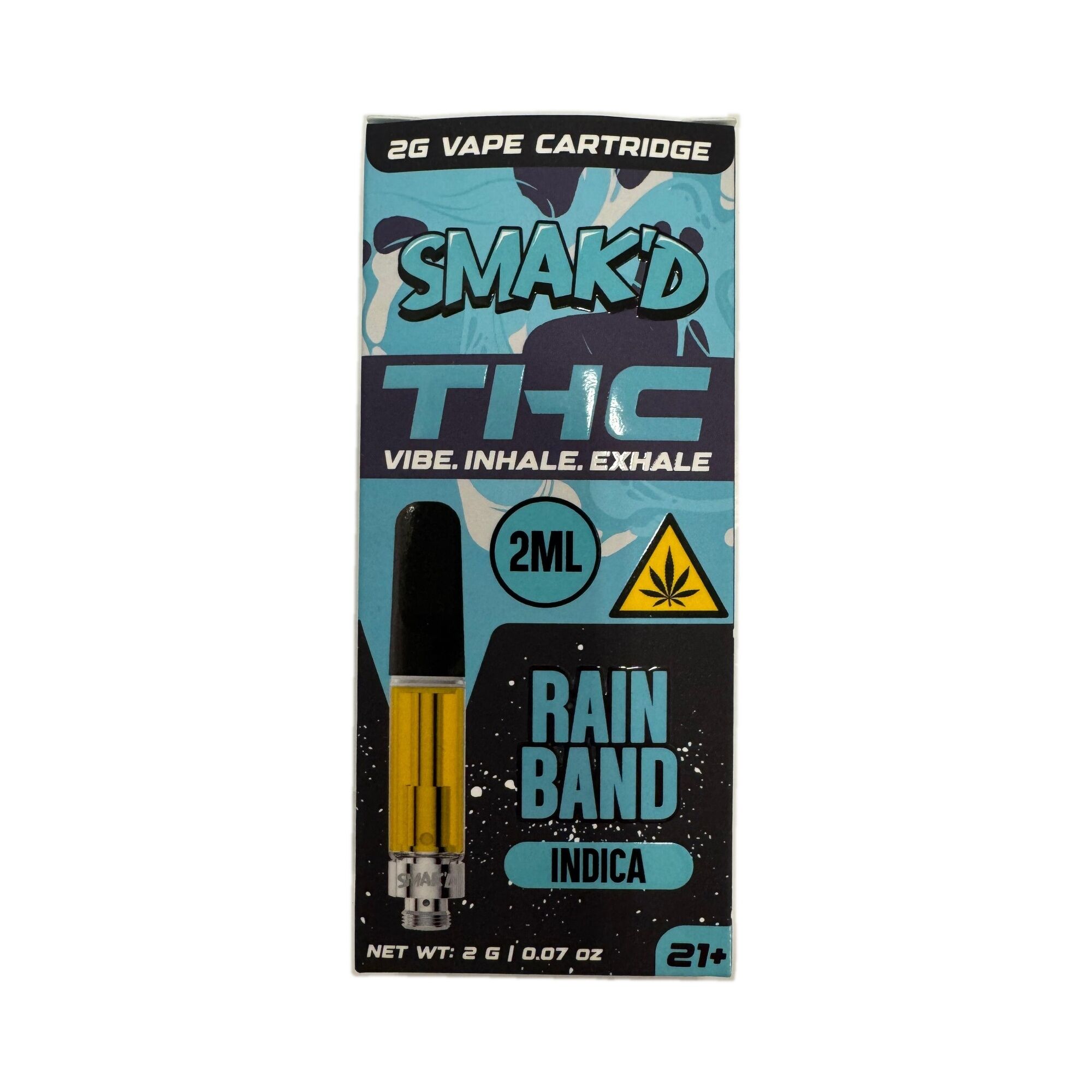 Smak’d THC Vape Cartridge 2G Rain Band Indica hemp-derived cannabinoids vape cart
