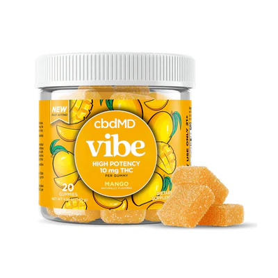 cbdMD – Vibe High Potency Delta-9 THC + CBD – Mango – 10mg – 20 Count