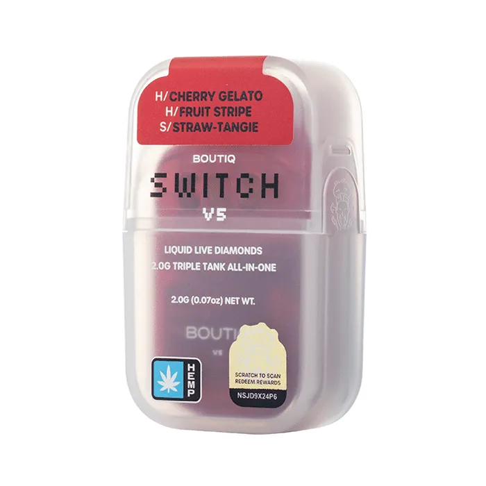 Boutiq Switch V5 THCP Disposable 2G Cherry Gelato Fruit Stripe Straw Tangie