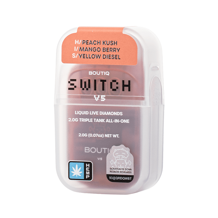Boutiq Switch V5 THCP Disposable 2G Peach Kush Mango Berry Yellow Diesel