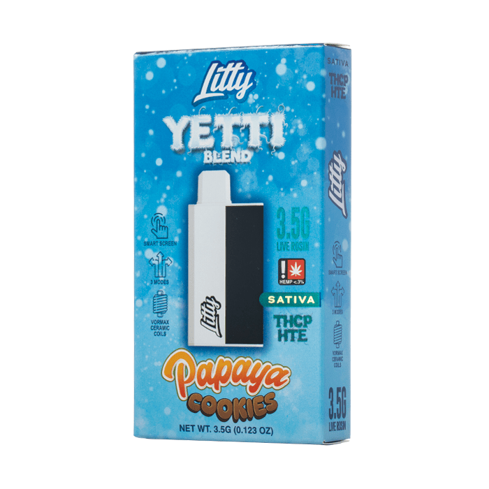 Litty Yetti Blend 3.5g THCP + HTE Disposable Vape in Papaya Cookies flavor – Sativa