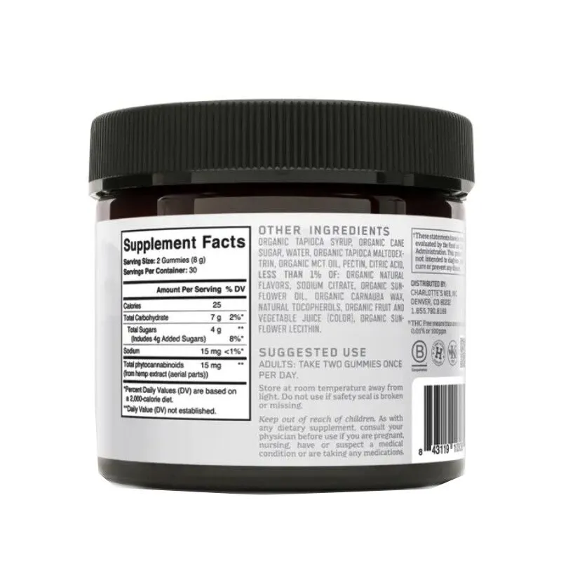 Charlottes Web - CBD Edible - THC Free Gummies - Mango Peach - 15mg