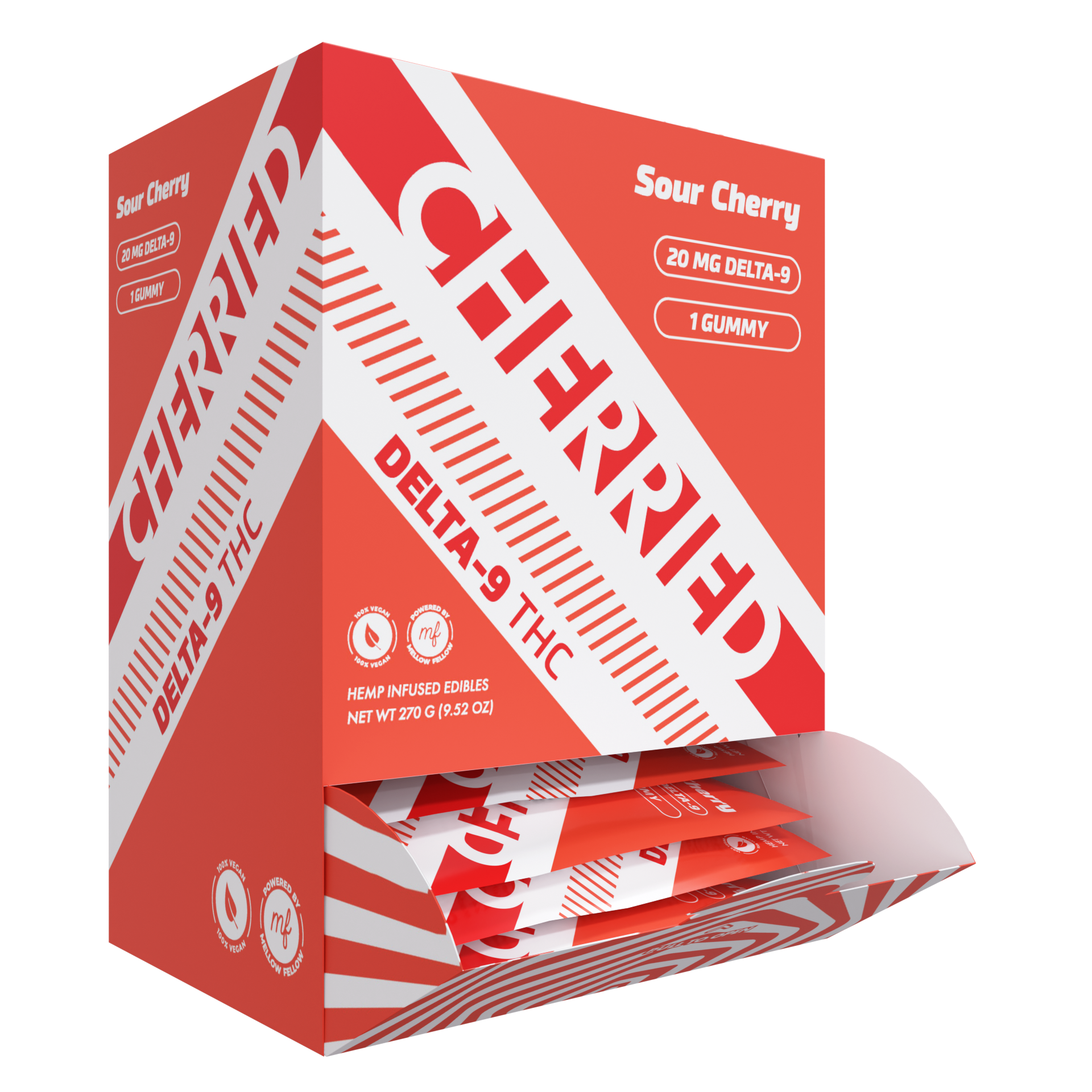 Cherried 1pc Edibles 20mg Delta 9 + THC + Gummies Sour Cherry