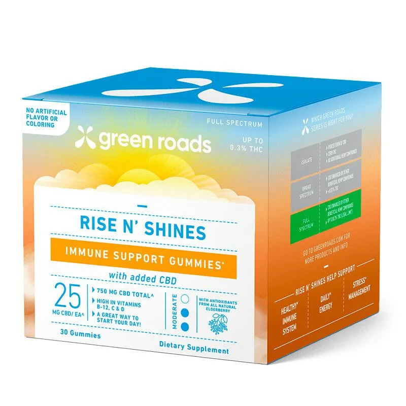 Rise N Shine Immune Support CBD Gummies with Vitamin D - Green Roads - Image 2