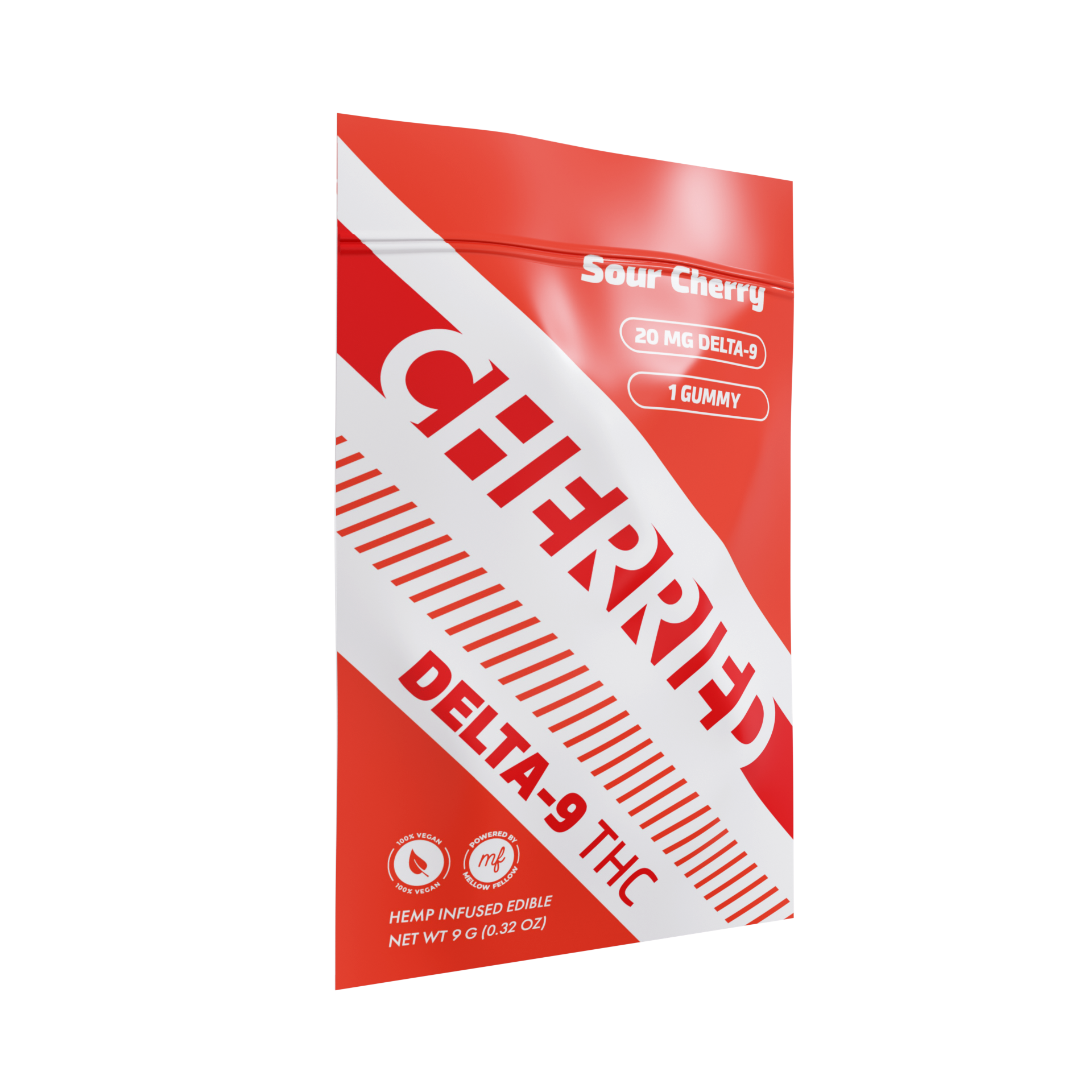 Cherried 1pc Edibles 20mg Delta 9 + THC + Gummies Sour Cherry