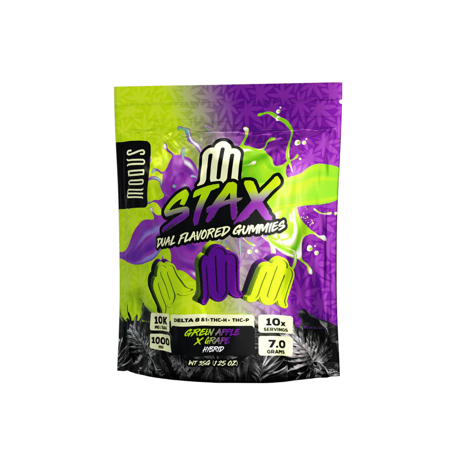 Modus STAX dual flavored gummies Green Apple and Grape with Delta 8 Delta 9 THC-H THC-P
