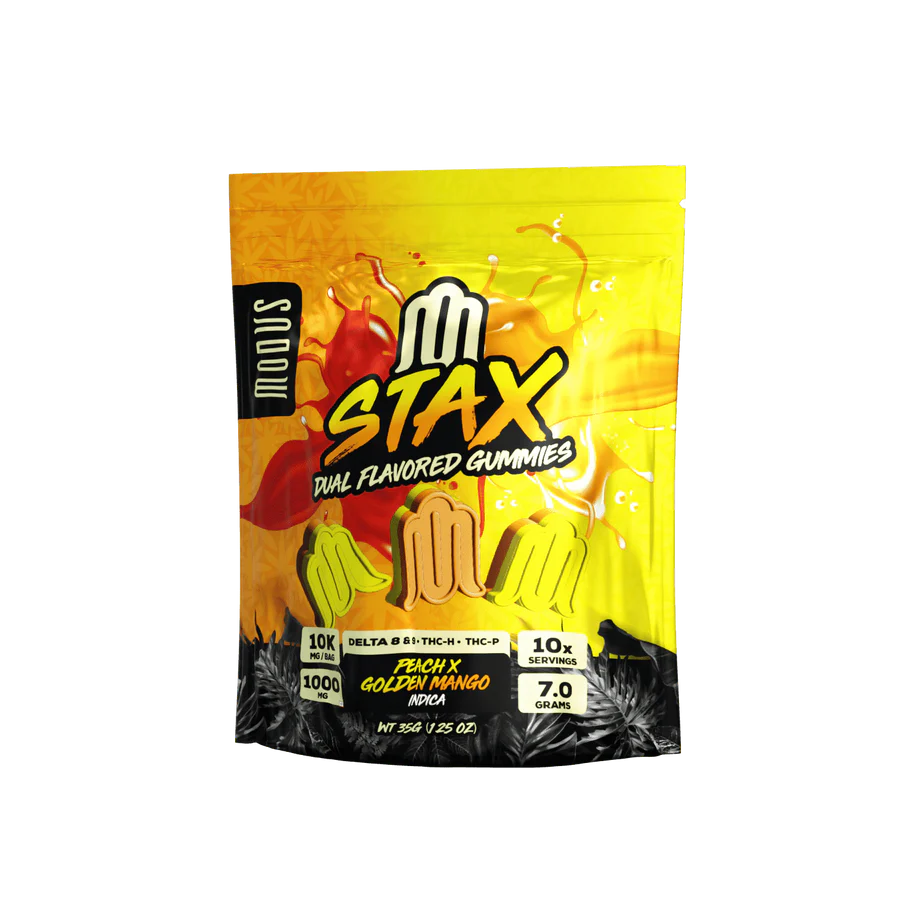 Modus STAX dual flavored gummies Peach and Golden Mango with Delta 8 Delta 9 THC-H THC-P