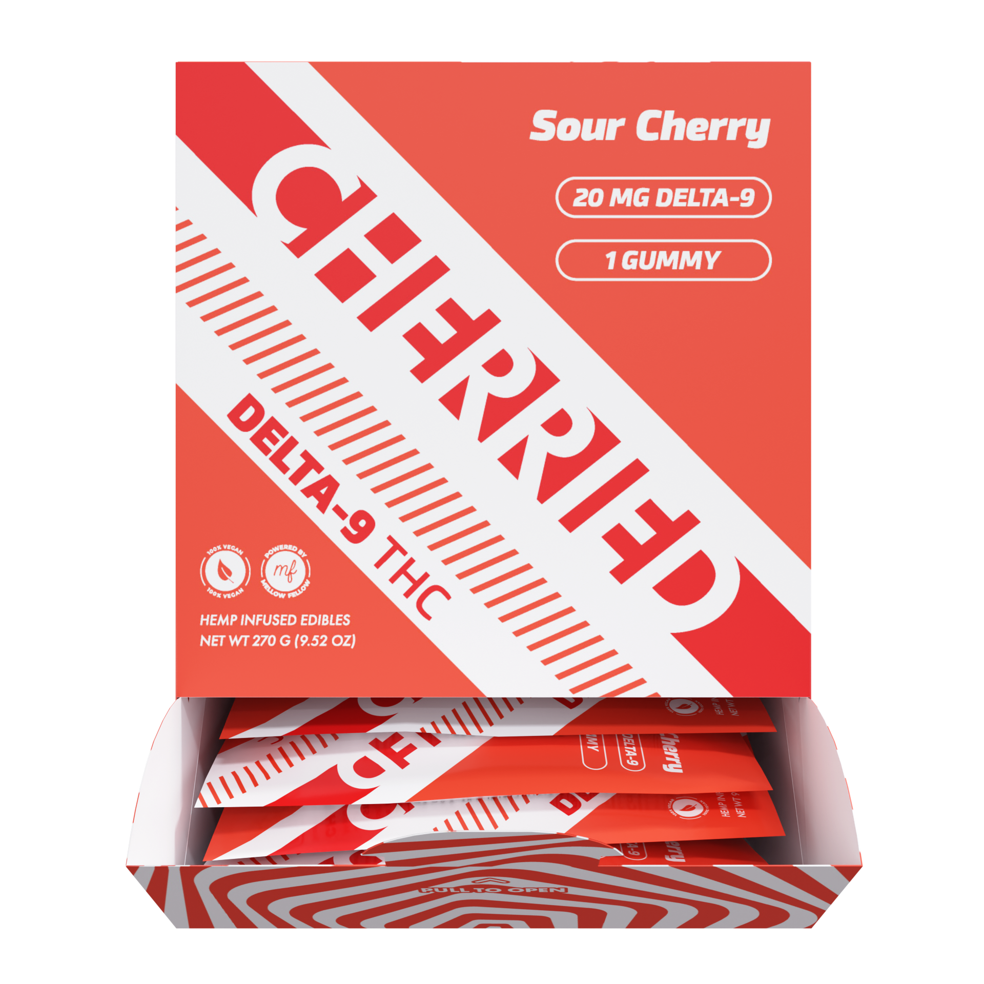 Cherried 1pc Edibles 20mg Delta 9 + THC + Gummies Sour Cherry