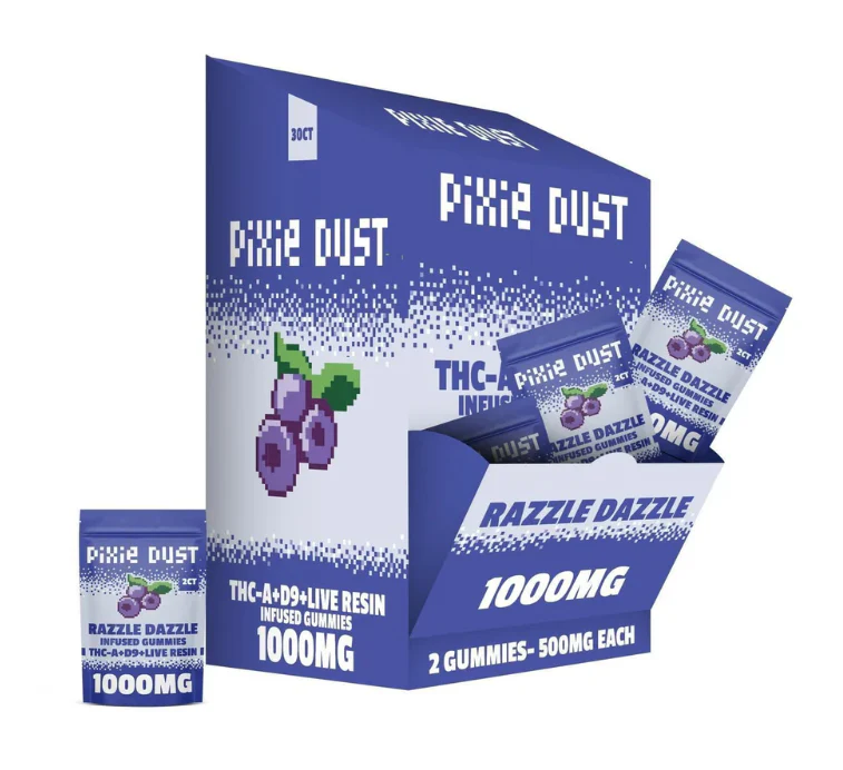 pixie dust thc-a delta 9 live resin gummies razzle dazzle 1000mg 2ct