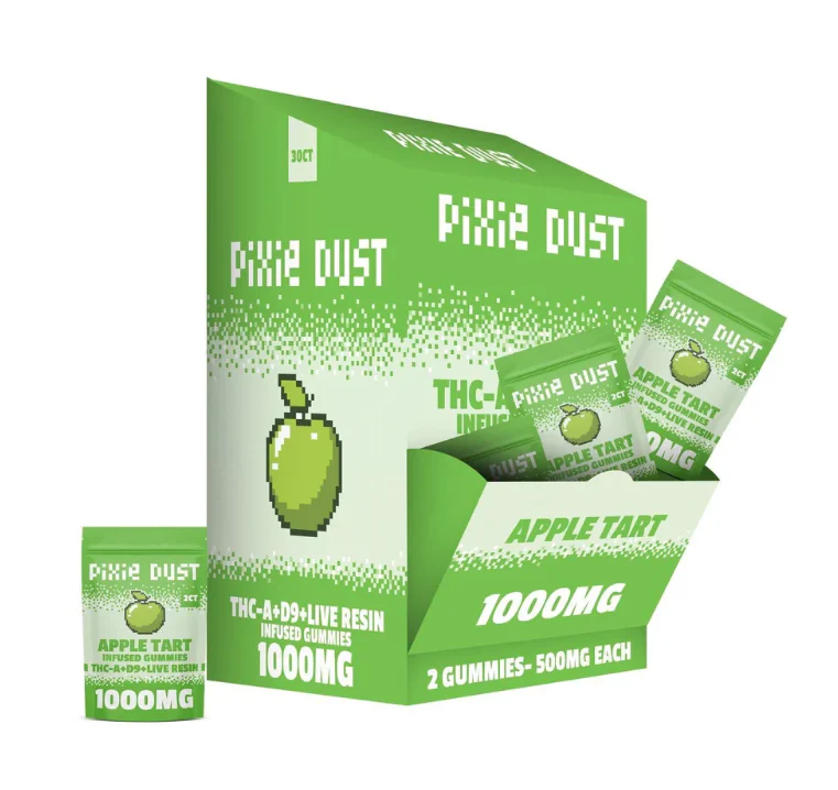 pixie dust thc-a delta 9 live resin gummies apple tart 1000mg 2ct