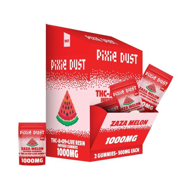 pixie dust thc-a delta 9 live resin gummies zaza melon 1000mg 2ct