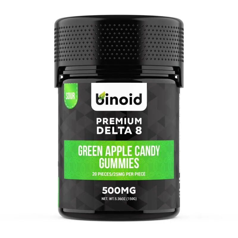 Premium Delta 8 THC Gummies - Sour Green Apple - Binoid