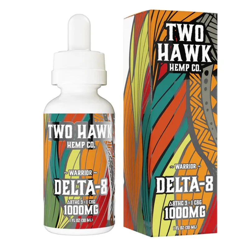 Two Hawk Hemp - Delta 8 Oil - D8:CBG Warrior Tincture - 1000mg