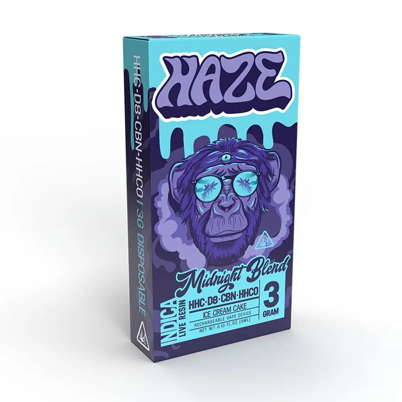 HHC:HHCO:D8:CBN Device - Indica Midnight Blend Ice Cream Cake - 3g - By Haze