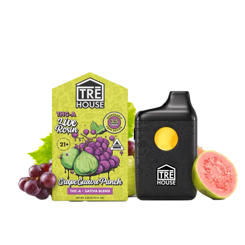 TRE House - THC-A Delta 8 Vape Pen - Live Resin - Grape Guava Punch (Sativa) - 3.5g